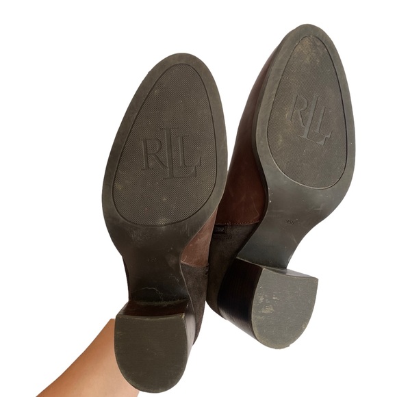 Lauren Ralph Lauren Brown Gersha Suede Leather Ankle Boot Buckle - Picture 3 of 8